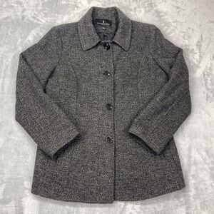 London‎ Fog Jacket Womens XL Gray Wool Blend Long Sleeve Collared Button Front